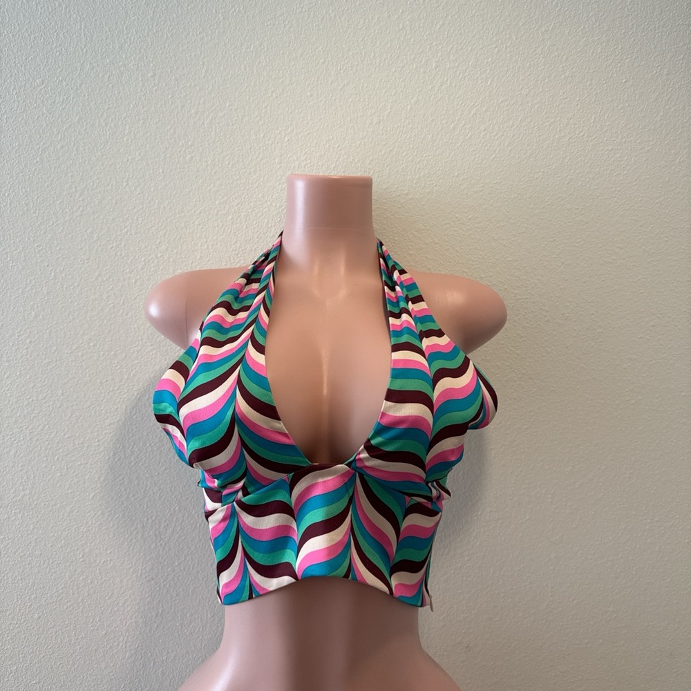 Zara Multicolor Halter Crop Top